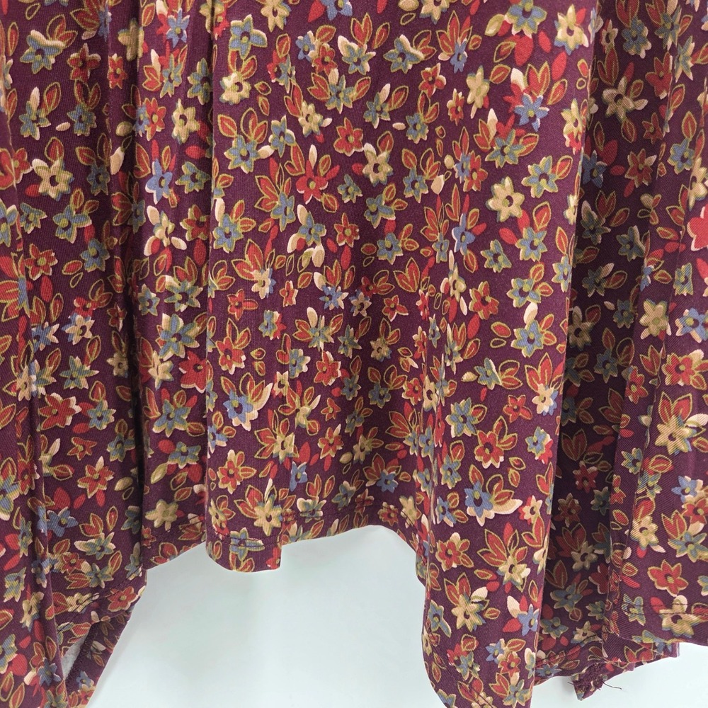 LOGO Lori Goldstein Cardigan L Burgundy Floral Sharkbite Boho Eclectic Aesthetic - Picture 4 of 8